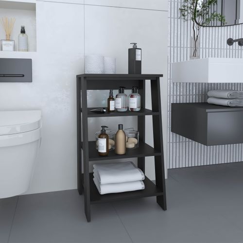 Linen Cabinet 29.7"H, Four Shelves, Vertical, Black