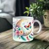 1pc_Moon And Butterfly ceramic cup 11 ounces, coffee/tea/wine glass, suitable for Valentine's Day, birthdays,