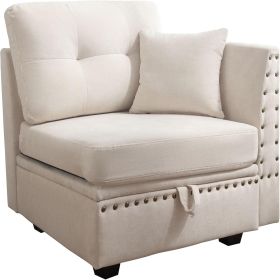 Vintage Modular Sectional Sofa, Convertible Multiple Combination Sofa Couch with Storage, Memory Foam (Main Color: Beige, Main Material: Velvet)
